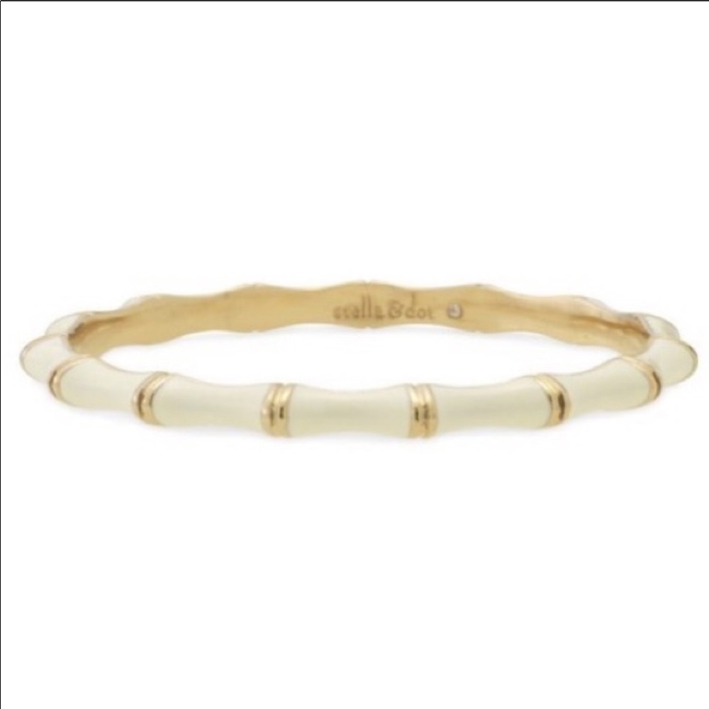 Stella & Dot white enamel & gold bangle